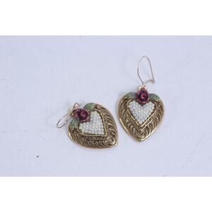 90s Heart Earrings, With Roses, Pearls Earrings, Accessories, Fashion, Design,